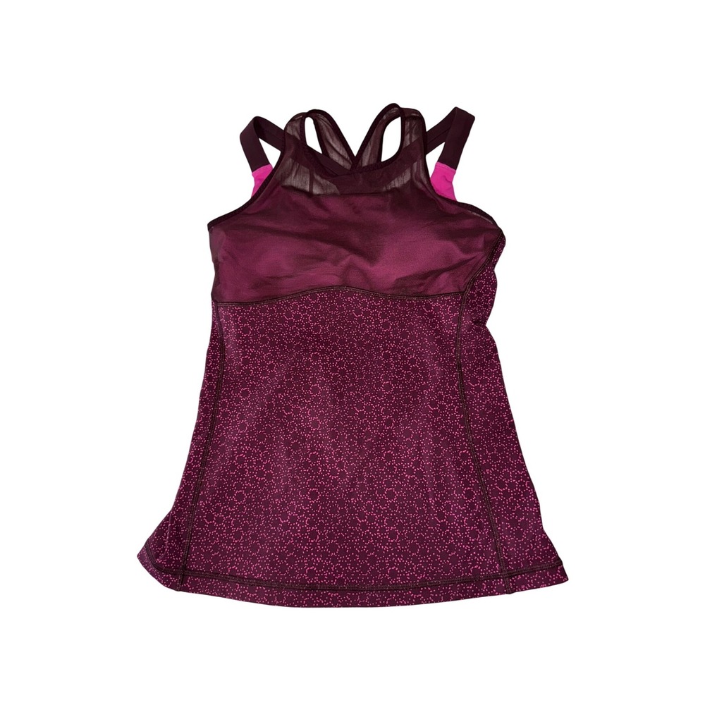 Lululemon 6 Ready Set Sweat Tank Star Pixel Raspberry Bordeaux Burgundy Pink EUC